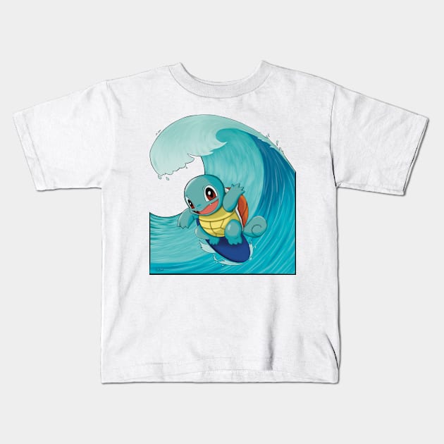 Squir tortle surf Kids T-Shirt by Mizuki